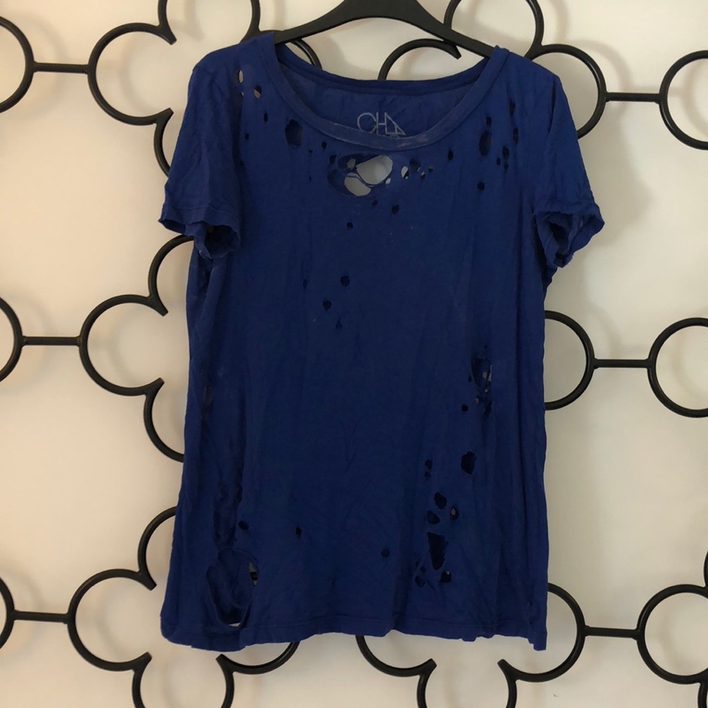 ChaSor Heavily Distressed Blue T-shirt
